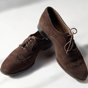 Vintage Bally For Vincent Brown Suede Leather Dress Oxford Wingtip Shoes Lacedup